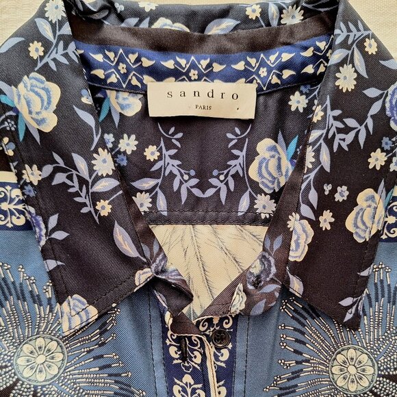 Sandro PARIS - the KIM floral print shirt, 100% Silk - Picture 5 of 11